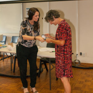 IMG_6080 Jacinda Adern presents the Margaret Mahy Medal to Janice Marriott