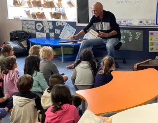 Apirana Taylor weaving his story ate Kuratau School Central North Island tour Oct20